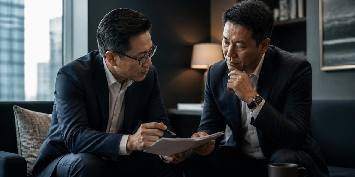 Experienced business advisors discussing a strategic transformation challenge, Discuss, Contact, Indo Shinka Advisory